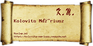Kolovits Máriusz névjegykártya